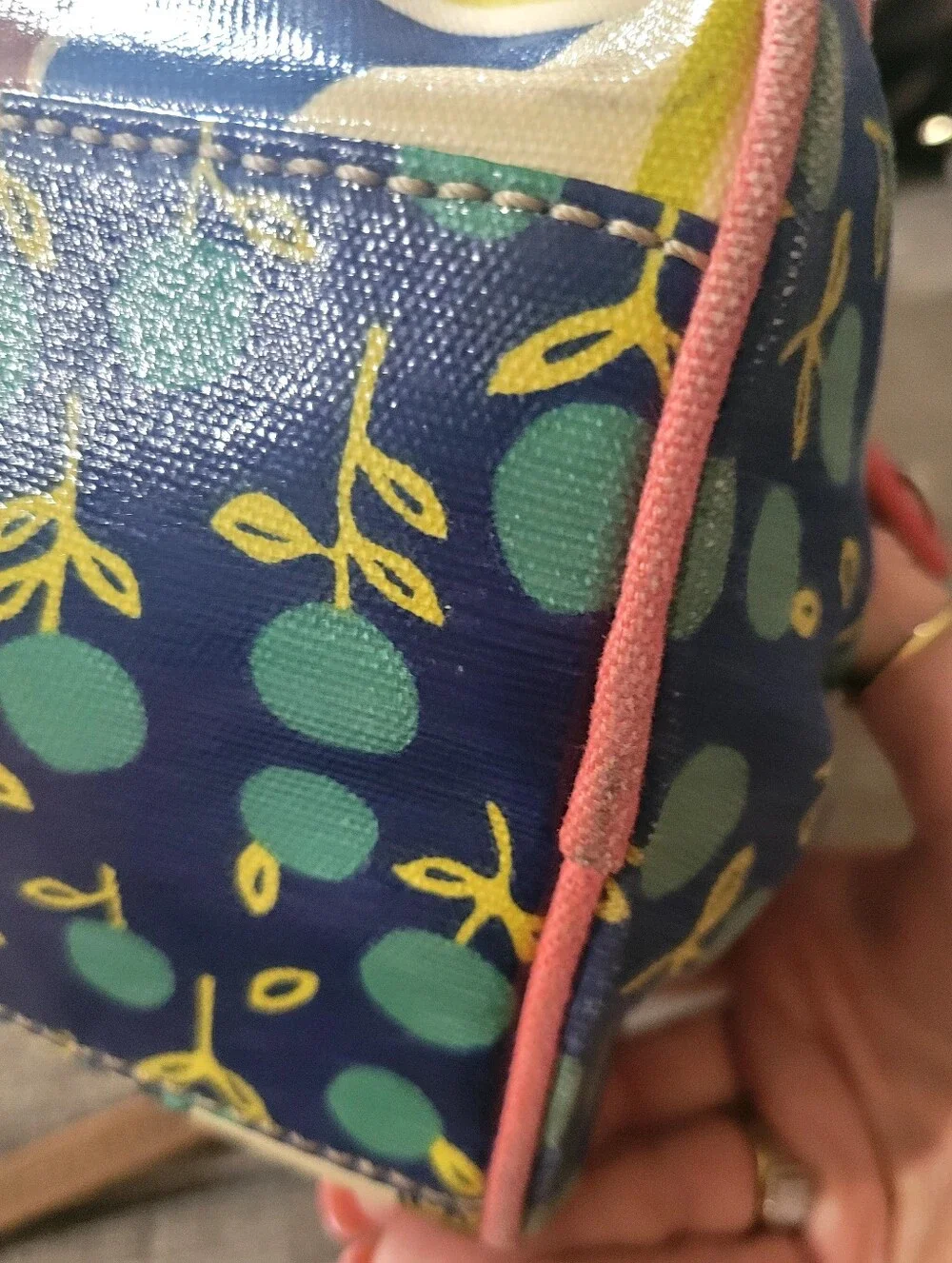 Vintage Fossil-Canvas Floral Coated Zip Shoulder/Crossbody Bag